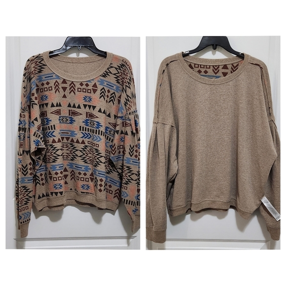 Ariat Women's XL Rainbow Vista Print Reversible Oversized Sweatshirt Southwest - Picture 1 of 14
